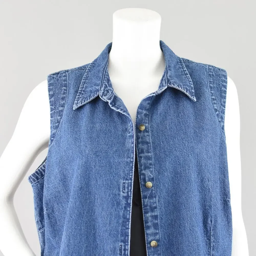 90s Sleeveless Denim Jean Shirt, St. John's Bay Women's 1X